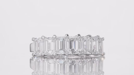 Colorless Emerald Half Diamond Eternity Band