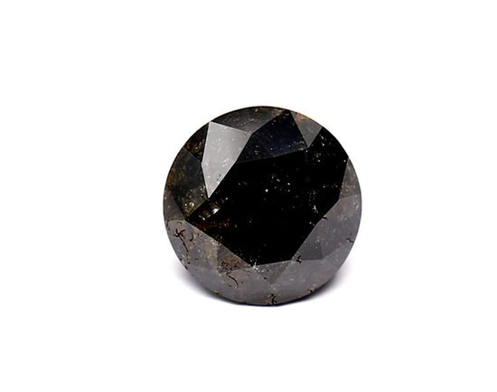 1.66 Carat Natural Black Round Diamond GIA