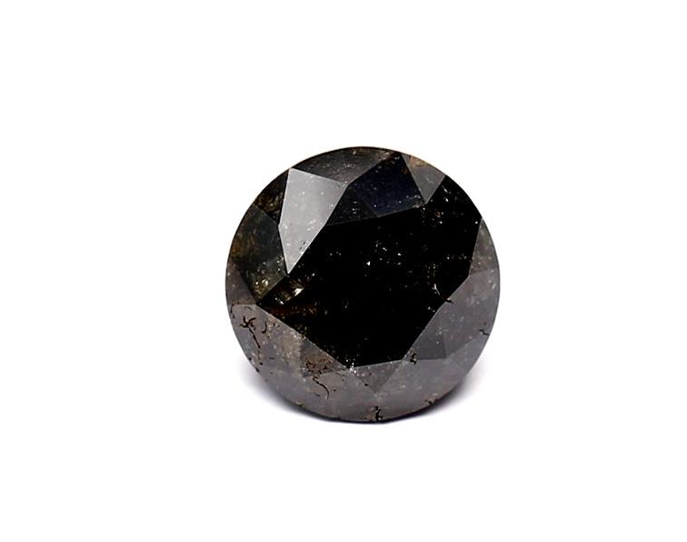 1.66 Carat Natural Black Round Diamond GIA