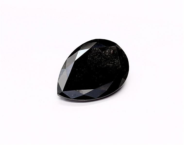 1.69 Carat Natural Black Pear Diamond GIA