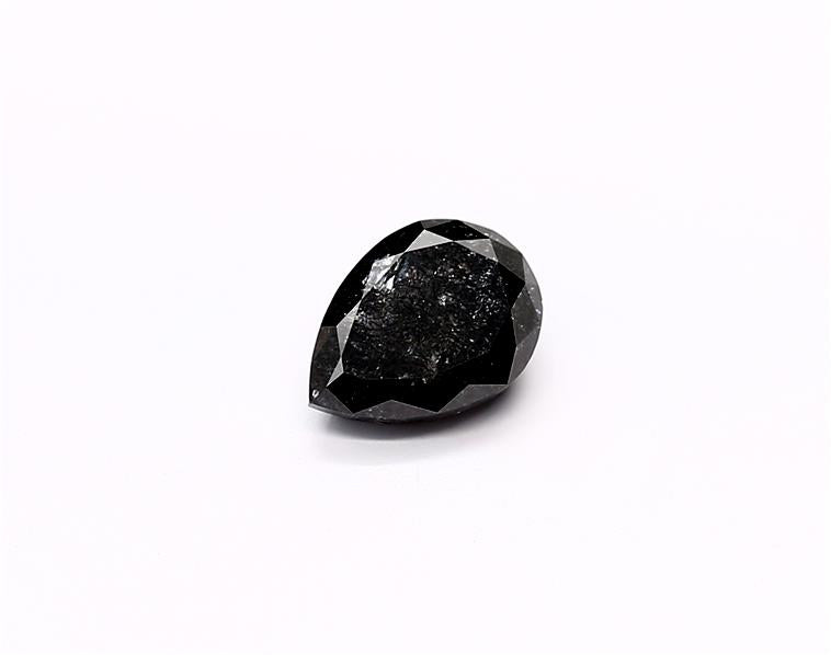 1.55 Carat Natural Black Pear Diamond GIA