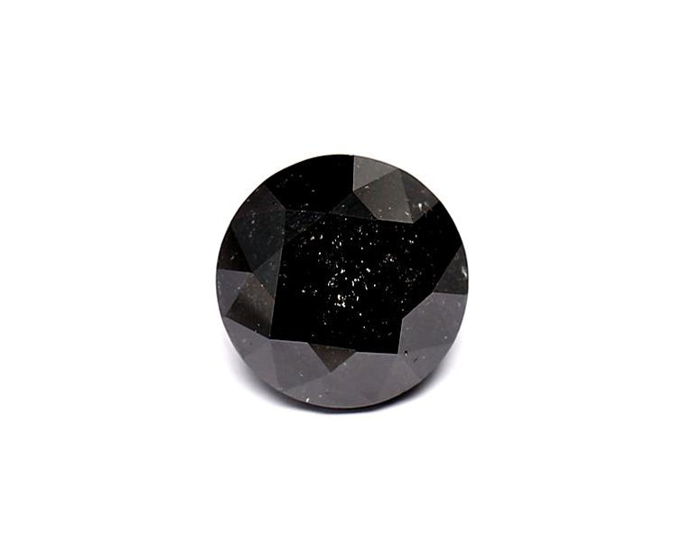 1.73 Carat Natural Black Round Diamond GIA