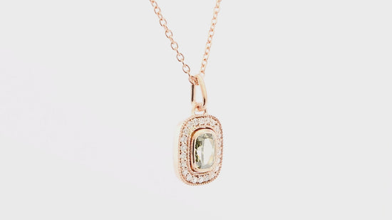 0.57cts Fancy Dark Grey Yellowish Green Chameleon Cushion Diamond Halo Pendant