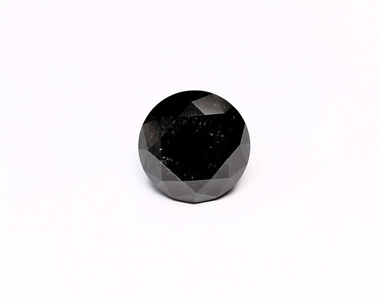 3.48 Carat Natural Black Round Diamond GIA