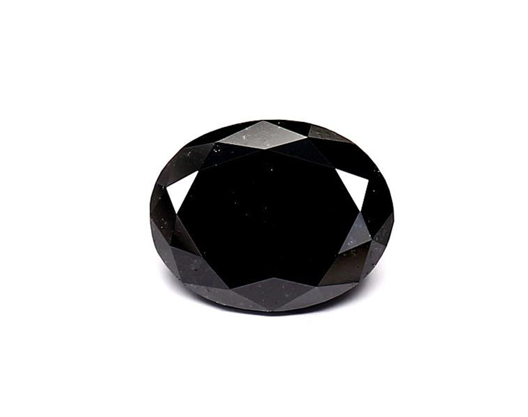 1.77 Carat Natural Black Oval Diamond GIA
