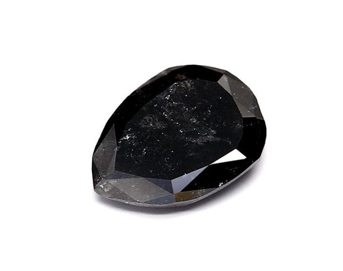 0.96 Carat Natural Black Pear Diamond GIA