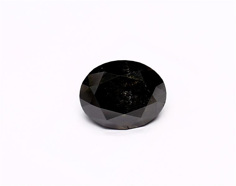 1.53 Carat Natural Black Oval Diamond GIA