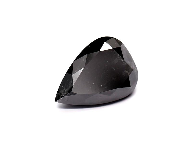 2.74 Carat Natural Black Pear Diamond GIA