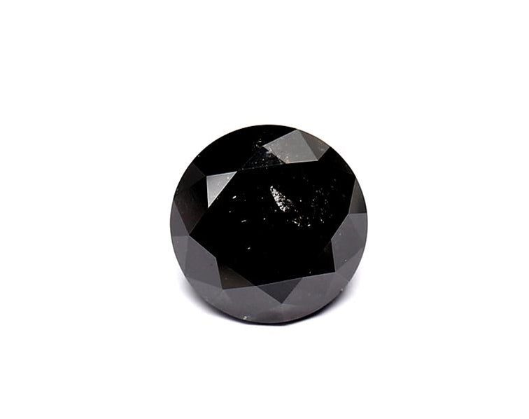 1.7 Carat Natural Black Round Diamond GIA