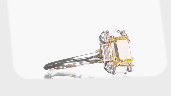 Fancy Yellow Cushion Halo Diamond Ring