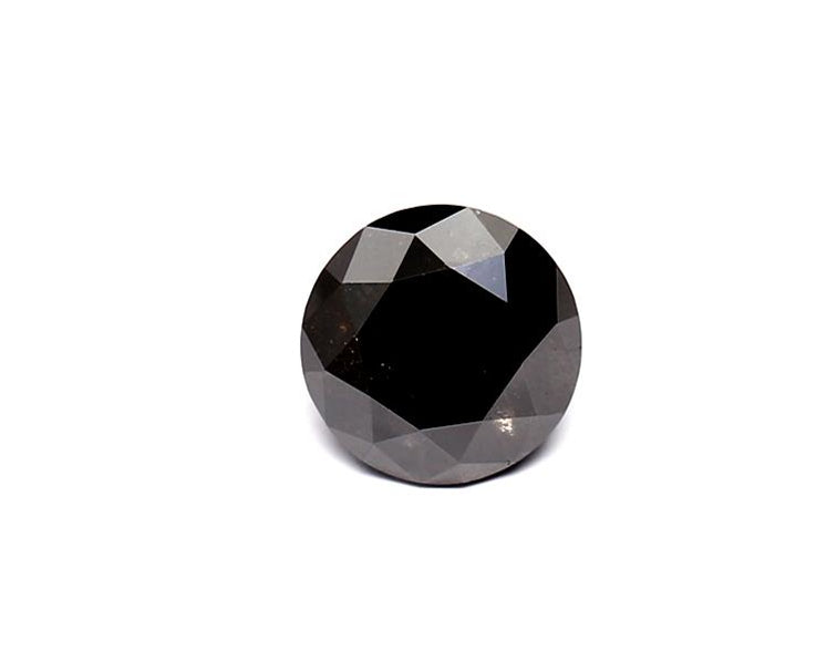 1.39 Carat Natural Black Round Diamond GIA