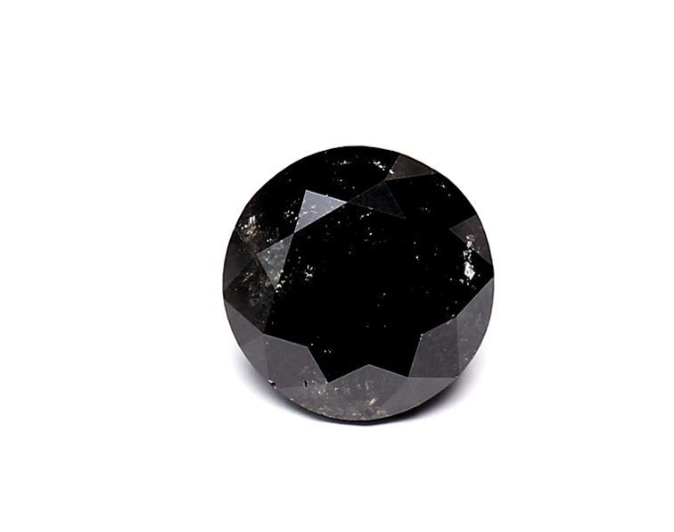 1.64 Carat Natural Black Round Diamond GIA