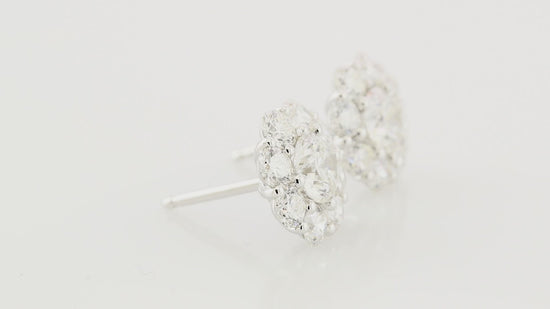 E Color Round Diamond Halo Earrings