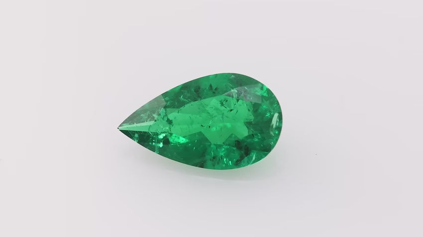 1.13 Carat Green COLOMBIAN Pear Muzo Emerald CD | LEIBISH