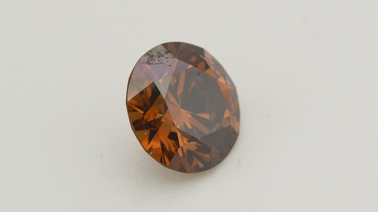 0.81 Carat Fancy Deep Brown Orange Round Diamond SI1 GIA