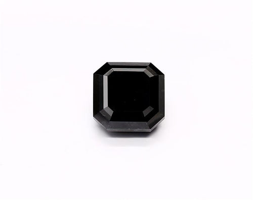 3.46 Carat Natural Black Sq emerald Diamond GIA