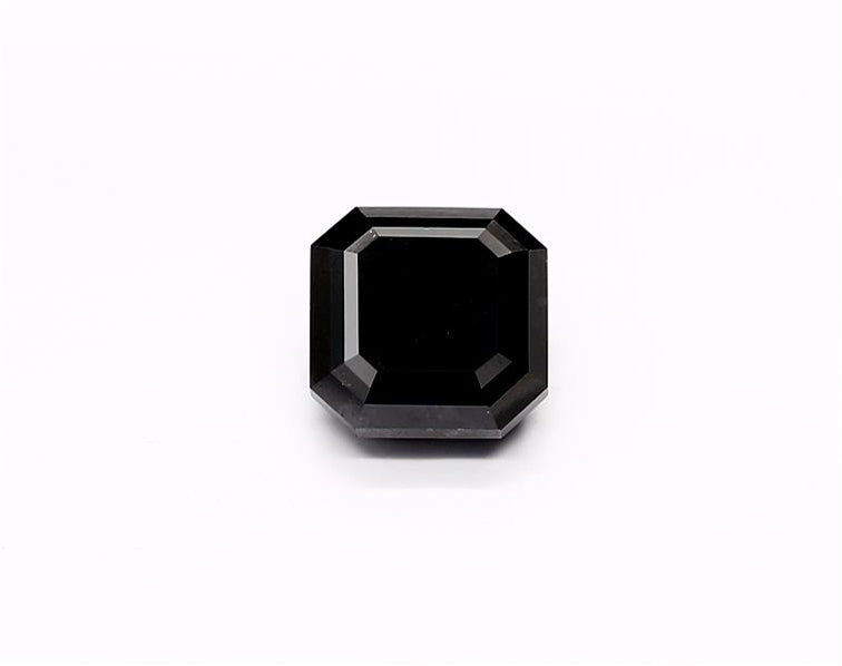 3.46 Carat Natural Black Sq emerald Diamond GIA