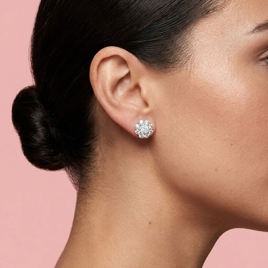 Round Brilliant Diamond Halo Earrings