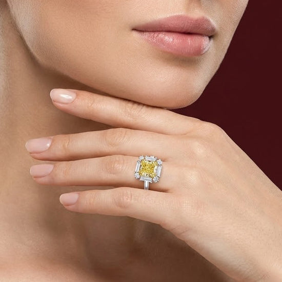 Fancy Yellow Cushion Halo Diamond Ring