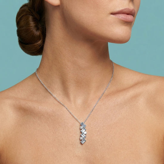 Aquamarine and Diamond Drop Pendant
